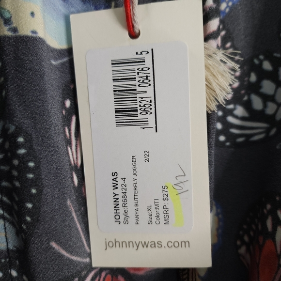 Johnny Was Silk Panya Butterfly Pull-on Jogger Pants - Picture 6 of 9